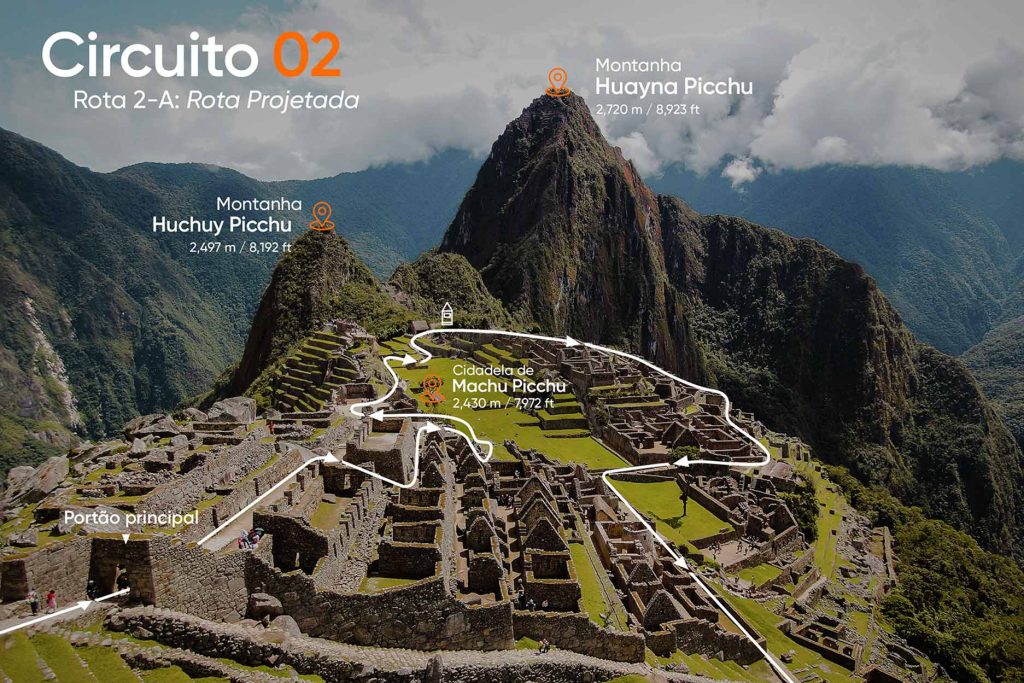 Mapa da Rota 2A em Machu Picchu
