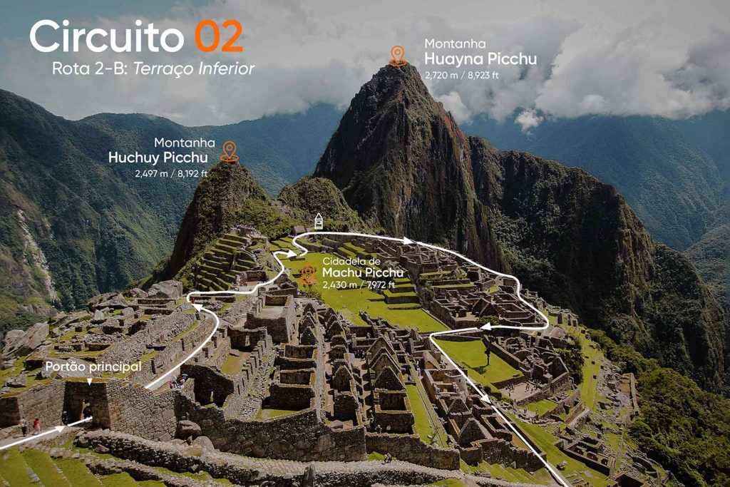 Mapa da Rota 2B em Machu Picchu