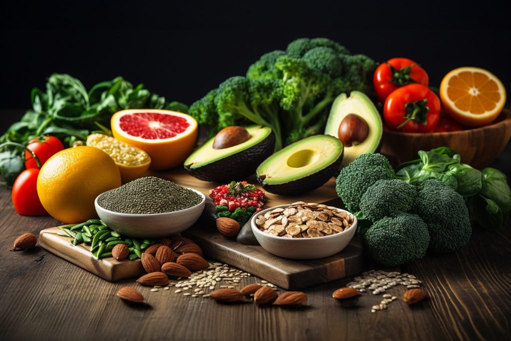 Verduras frescas para a preparação de alimentos.