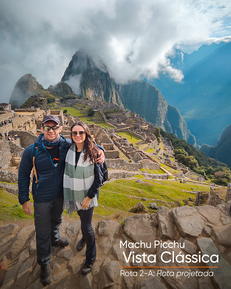 Foto clássica na rota 2a de Machu Picchu