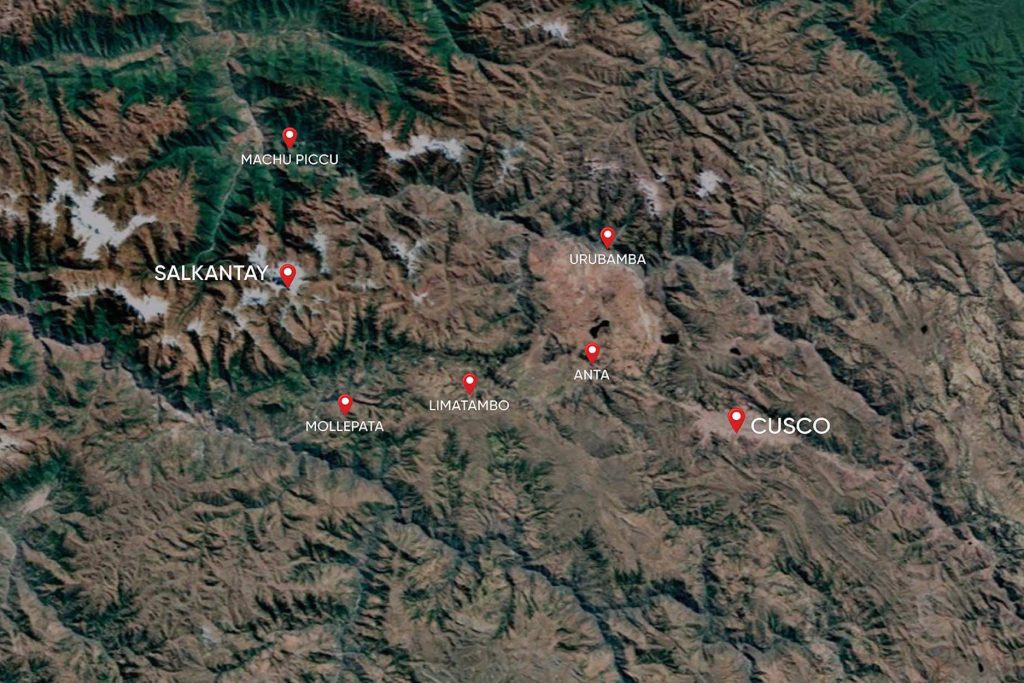 Mapa de Cusco a Salkantay