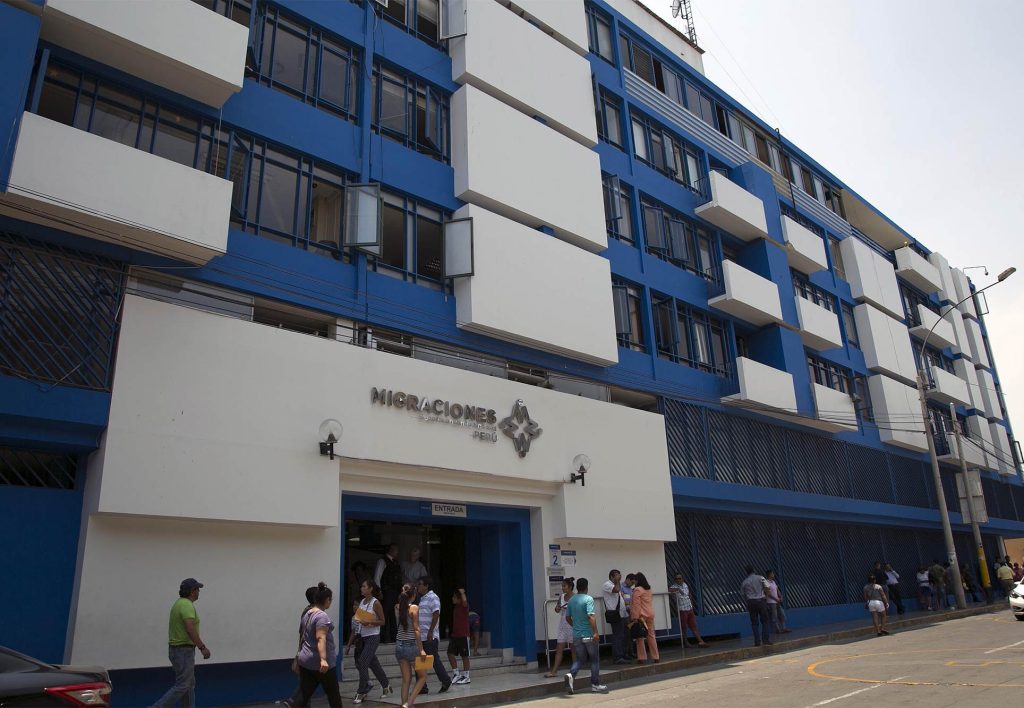 Localização do escritório de migrações em Lima, Peru