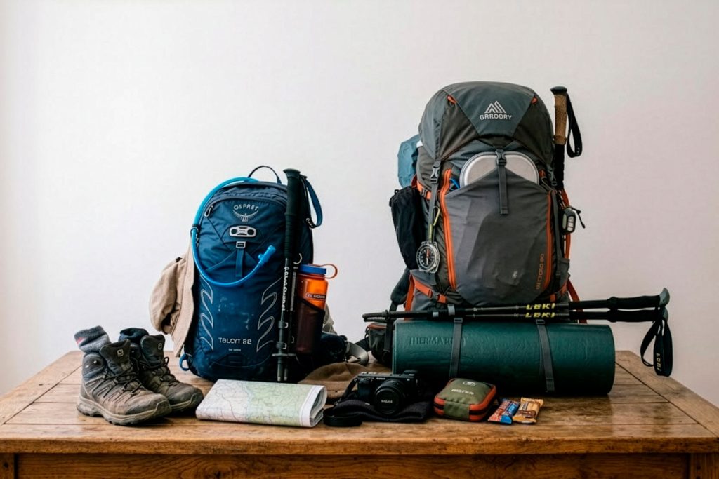 Diferenças de tamanho em mochilas de caminhada