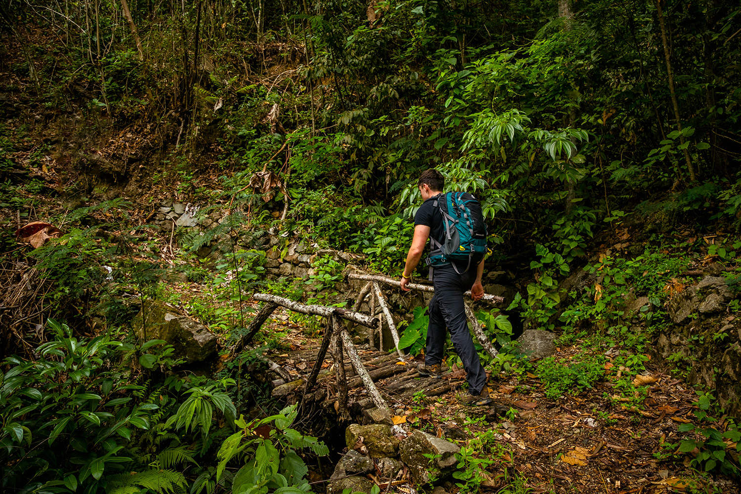 A sensação emocionante de pedalar do topo das montanhas até a selva quente e bonita.